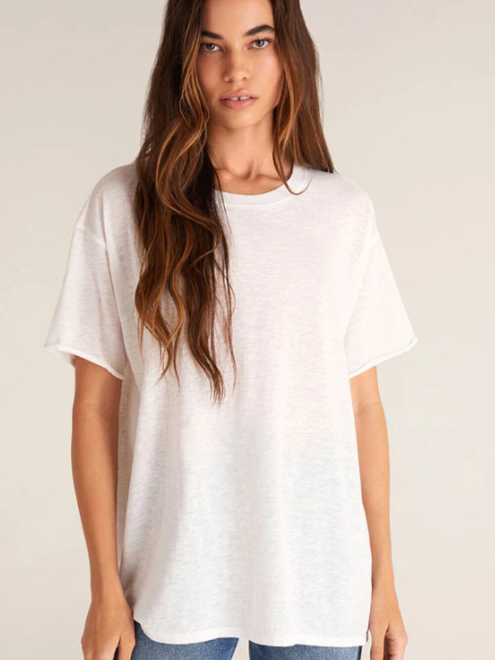 Z Supply White Oversize Tee Short Sleeve Size Large
